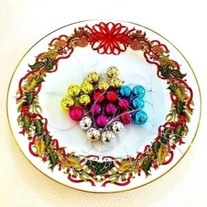 Christmas Mini Ball Ornaments 24 Piece Set 3/4" Multicolor Enamel Tree Decor VG